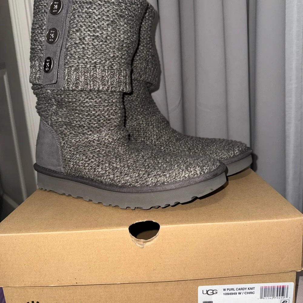 UGG Charcoal Knit Boots Size 9 - Picture 2 of 7